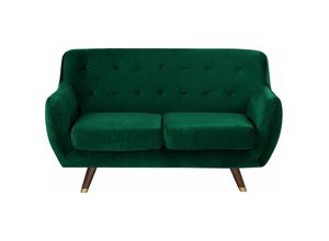 4251682214803 - Sofa Dunkelgrün Samtstoff 2-Sitzer Minimalistisch Retro Wohnzimmer