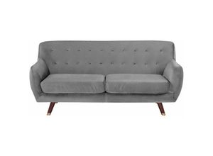 4251682214841 - Beliani - Sofa Grau Samtstoff 3-Sitzer Minimalistisch Retro Wohnzimmer