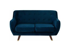 4251682214872 - Beliani - Sofa Dunkelblau Samtstoff 2-Sitzer Minimalistisch Retro Wohnzimmer