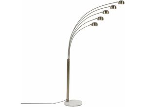 4251682214926 - Beliani - Stehlampe Gold Metall 210 cm 5-flammig Marmorfuß verstellbare Schirme langes Kabel mit Schalter Bogenlampe Industrie Look - Gold