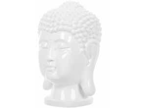 4251682215466 - Beliani - Dekofigur Weiß 24 x 41 cm Polyresin Buddha Figur Pflegeleicht Wohnaccessoires Elegant