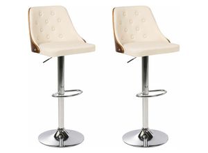 4251682215473 - Barhocker 2er Set Beige Kunstleder und Metall Höhenverstellbar mit Fußring Hoher Lehne Modern Bar Esszimmer Küche Kücheninsel Küchentresen