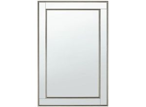 4251682215848 - Beliani - Wandspiegel Silber und Gold Kunststoff rechteckig 60 x 90 cm mit verspiegeltem Rahmen Modern Wohnzimmer Schlafzimmer Flur Diele - Silber