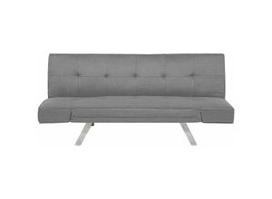 4251682217446 - Beliani - Sofa Grau Polsterbezug 3-Sitzer Schlaffunktion Minimalistisch Modern Wohnzimmer - Silber