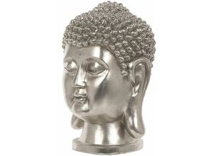 4251682217460 - Beliani - Dekofigur Silber 24 x 41 cm Polyresin Buddha Figur Pflegeleicht Wohnaccessoires Elegant