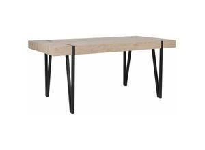 4251682217682 - Couchtisch Hellbraun Schwarz 90 x 150 cm Holzoptik Tischplatte v förmigen Füße Matt Furnier Rechteckig Industriell - Heller Holzfarbton