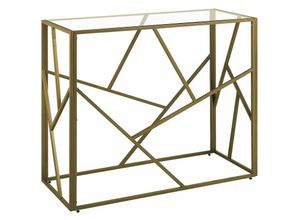 4251682218313 - Beliani - Konsolentisch Gold 40 x 100 cm Glas Metallgestell Modern Industriell - Gold