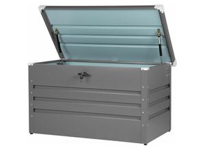 4251682218573 - Große Metall-Gartentruhe 400 l grau Kissenbox Auflagenbox für die Terrasse wasserdicht Aufbewahrungsbox Gartenbox Cebrosa - Grau