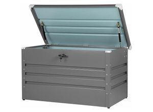 4251682218597 - Beliani - Metall-Gartentruhe 300 l grau Kissenbox Auflagenbox für die Terrasse wasserdicht Aufbewahrungsbox Gartenbox Cebrosa - Grau