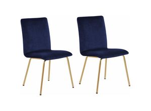 4251682218733 - Beliani - Esszimmerstuhl 2er Set Marineblau Samtstoff Metallbeine in Gold Modern - Blau