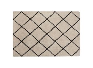 4251682219549 - Beliani - Shaggy Teppich Beige Schwarz Polyester 160 x 230 cm Hochflor Karomuster Getuftet Rechteckig