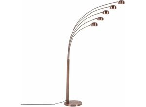 4251682219563 - Beliani - Stehlampe Kupfer Metall 210 cm 5-flammig verstellbare Schirme langes Kabel mit Schalter Bogenlampe Industrie Look - Kupfer