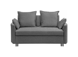 4251682219587 - Beliani - Sofa Grau Polsterbezug 2-Sitzer Schlaffunktion Modern Zierkissen Wohnzimmer - Schwarz