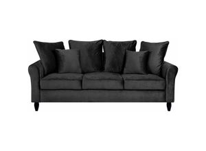 4251682219600 - Beliani - Dreisitzer Sofa Polstersofa Samtstoff schwarz Modern 3er Couch Bornholm - Schwarz