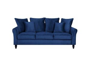 4251682219631 - Beliani - Sofa Dunkelblau Samtstoff 3-Sitzer Traditionell Modern Zierkissen Wohnzimmer