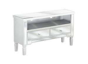 4251682219860 - TV Möbel Silber MDF Platte Glas Kiefernholz 60 x 100 x 33 cm Modern Spiegeleffekt Glamourös Elegant Multifunktional Viel Stauruam Wohnzimmer