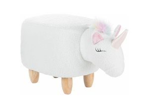 4251682220064 - Beliani - Hocker Weiß Stoff Felloptik Einhorn mit Holzbeinen Prinzessin-Stil Modern Kindermöbel Tierhocker Kinderhocker Schlafzimmer Wohnzimmer Deko