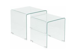 4251682220828 - Beliani - Beistelltisch 2er Set Transparent Sicherheitsglas Rechteckig Minimalistisch Modern