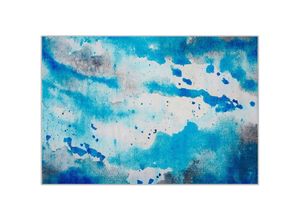 4251682220989 - Beliani - Teppich Blau mit Grau 140 x 200 cm mit Flecken Motiv Abstrakt Bedruckt Rechteckig Modern