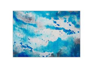 4251682220996 - Beliani - Teppich Blau mit Grau 160 x 230 cm mit Flecken Motiv Abstrakt Bedruckt Rechteckig Modern