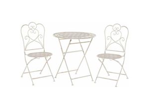 4251682221795 - Beliani - Garten Bistro Set Balkonset Balkonmöbel beige 2 Stühle Klapptisch Metall Trieste - Beige