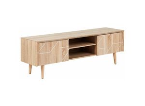 4251682221887 - Beliani - tv Möbel Heller Holzfarbton Spanplatte Holz 51 x 150 x 39 cm Stylisch Funktional Praktisch Trendy Sonoma Eiche Viel Stauraum Wohnzimmer