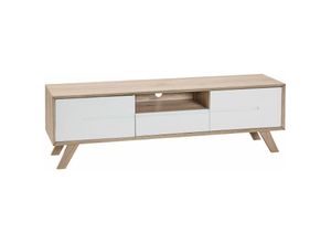 4251682222587 - Beliani - tv Möbel Weiß Heller Holzfarbton mdf Platte Kiefernholz 45 x 150 x 40 cm Modern Trendy Elegant Multifunktional 2 Fächer Wohnzimmer