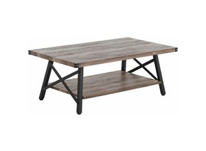 4251682224024 - Beliani - Couchtisch Grau mit Schwarz 55 x 100 cm mdf Tischplatte Metallgestell Verzierten Tischbeinen Rechteckig Scandinavien Stil