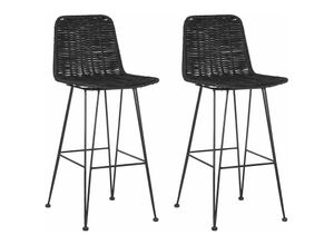 4251682224468 - Beliani - Rustikaler Barhocker 2er Set Schwarz Rattan Metall 190 cm Boho