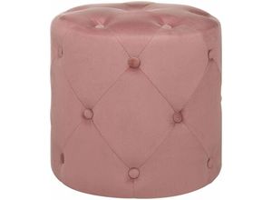 4251682225564 - Beliani - Pouf Rosa Samtbezug Rund 40 cm Gesteppt mit Knopfheftung Chesterfield-Stil Wohnzimmer Schlafzimmer Sitzhocker Samthocker Fußhocker Ottomane