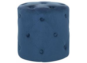 4251682225588 - Beliani - Pouf Dunkelblau Samtbezug Rund 40 cm Gesteppt mit Knopfheftung Chesterfield-Stil Wohnzimmer Schlafzimmer Sitzhocker Samthocker Fußhocker