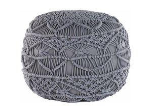 4251682225960 - Beliani - Pouf Grau Baumwolle Rund 40 x 40 cm gestrickt Boho-Stil