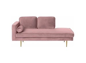 4251682226042 - Beliani - Chaiselongue Linksseitig Rosa Samtstoff Metallfüße Modern Mit Zierkissen - Gold