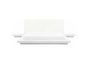 4251682226585 - Beliani - Wasserbett Weiß 160 x 200 cm Mit Nachttischen Holzfurnierte mdf Platte Kunstleder Elegant im Japanischen Stil