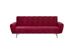 4251682228091 - Beliani - Schlafsofa Burgunderrot Samtstoff Nieten Moderne Eleganz - Rot