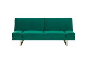 4251682228114 - Beliani - Sofa Grün Polsterbezug Samtstoff 2-Sitzer Schlaffunktion Verstellbare Armlehnen Skandinavisch Modern Wohnzimmer