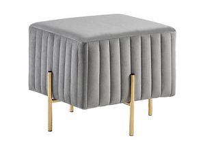 4251682228411 - Beliani - Pouf Sitzhocker Hellgrau Samtstoff goldene Metallbeine 45 x 45 cm Glamour Elegant