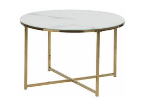 4251682229661 - Beliani - Couchtisch Weiß mit Gold ⌀ 70 cm in Marmor Optik Rund Modernes Design