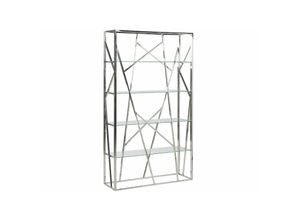 4251682229708 - Beliani - Bücherregal Silber Edelstahl Sicherheitsglas 175 x 100 x 30 cm Modern Silber Glasböden Edelstahlgestell Glamourös Viel Stauraum Wohnzimmer