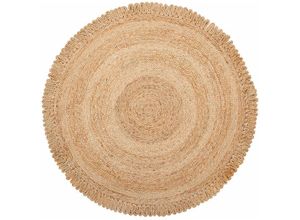 4251682229951 - Beliani - Teppich Beige Jute 140 x 140 cm Kurzflor Boho Kreise Handgefertigt Rund 4251682229951 - Beliani - Teppich Beige Jute 140 x 140 cm Kurzflor Boho Kreise Handgefertigt Rund