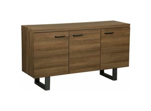 4251682230087 - Beliani - Sideboard Dunkler Holzfarbton mdf Platte Metall 79 x 140 x 42 cm Modern Industrieller Stil Viel Stauraum Stabiles Gestell Wohnzimmer