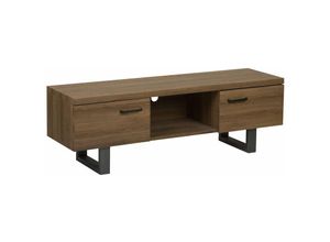 4251682230124 - Beliani - tv Möbel Dunkler Holzfarbton mdf Platte Metall 47 x 140 x 41 cm Industrieller Stil 2 Türe Elegant Trendy Multifunktional Wohnzimmer