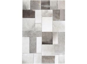 4251682230162 - Teppich Leder Taupe Patchwork 160 x 230 cm Elegant Wohnzimmer