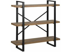 4251682230193 - Bücherregal Dunkler Holzfarbton mdf Platte Metall 111 x 111 x 35 cm Modern Industrieller Stil Praktisch 3 Regalböden Viel Stauraum Wohnzimmer