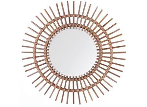 4251682230346 - Beliani - Wandspiegel Hellbraun Rattan ø 76 cm Sonnenform Retro Stil