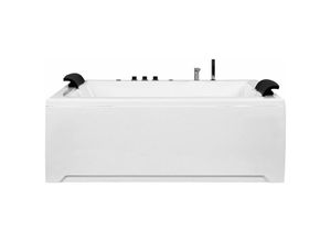 4251682232050 - Beliani - Whirlpool Badewanne Weiß 183 x 142 cm Sanitäracryl 2 Personen Massagedüsen Kopfstütze Indoor