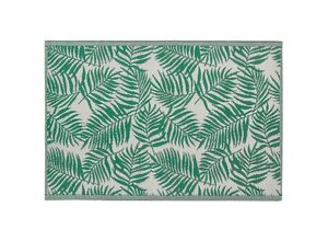 4251682232609 - Outdoor Teppich Smaragdgrün Weiß Polypropylen 120x180 cm Palmen-Muster Jacquardgewebt Rechteckig Kurzflor Gartenaccessoires Terrasse Wohnzimmer