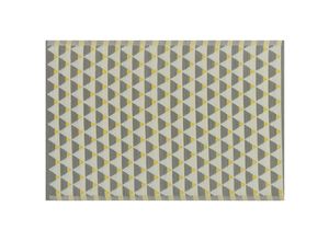 4251682232746 - Teppich Grau Gelb Polypropylene 120x180 cm mit Dreieck Muster Outdoor u Indoor Matte Rechteckig Kurzflor Gartenaccessoires Balkon Wohnzimmer - Weiß