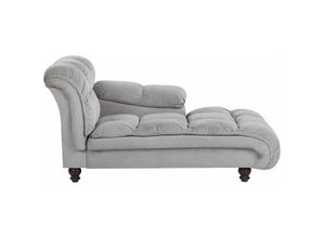 4251682233149 - Chaiselongue Linksseitig Hellgrau Samtstoff mit Holzfüßen Gedrechselt Arm- & Rückenlehne Gesteppt Modern Récamiere Liegesofa Wohnzimmer Möbel - Grau