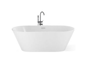 4251682233620 - Beliani - Freistehende Badewanne Weiß 150 x 75 cm Acryl Oval 150 cm Badezimmer